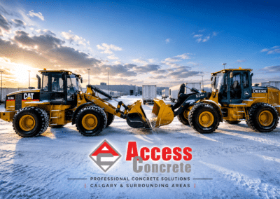 Wheel loader clearing snow in Calgary